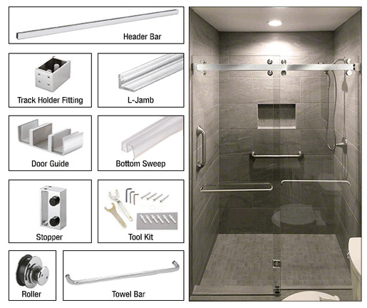 CRL Polished Stainless Steel  Deluxe 180 Degree Cambridge Series Two Door Bypass Sliding Shower Door System