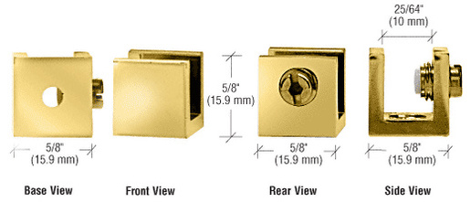 CRL Brass Small Set Screw Clamp for 1/4" to 5/16" Glass - 10/Pk