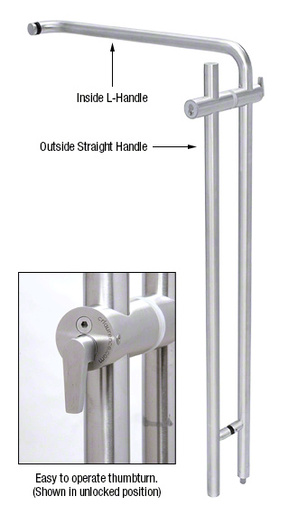 CRL Polished Stainless 48" Left Hand LLPA Series Locking Ladder Pull - Straight Exterior