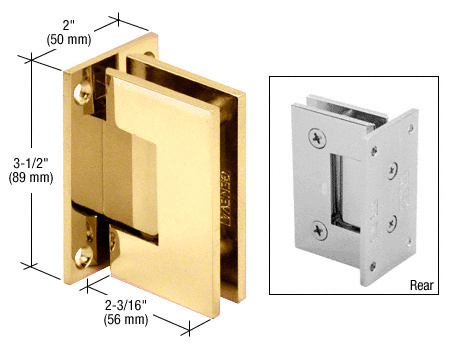 CRL Polished Brass Geneva 037 Series Wall Mount Full Back Plate Standard Hinge