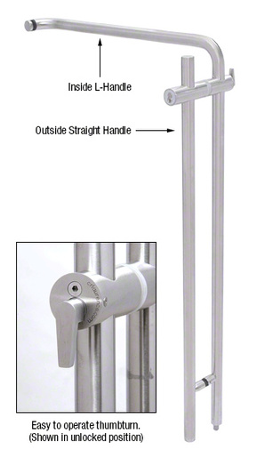CRL Brushed Stainless 42" Left Hand LLPA Series Locking Ladder Pull - Straight Exterior