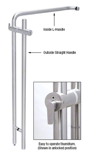 CRL Polished Stainless 48" Right Hand LLPA Series Locking Ladder Pull - Straight Exterior
