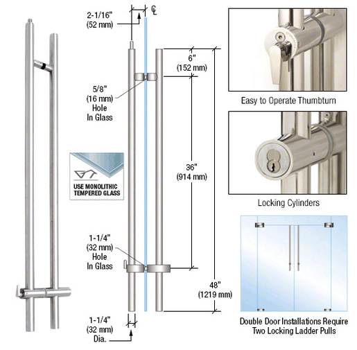 CRL Polished Stainless 48" Upwards Locking Ladder Pull