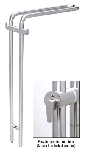 CRL Polished Stainless 48" Right Hand LLPA Series Locking Ladder Pull - Curved Exterior