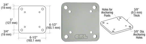 CRL Agate Gray 6-1/2" x 6-1/2" Square Base Plate