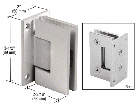 CRL Satin Nickel Geneva 037 Series Wall Mount Full Back Plate Standard Hinge