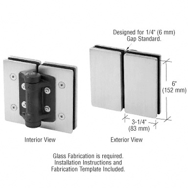 CRL 316 Brushed Stainless 180 Degree Glass-to-Glass Hinge