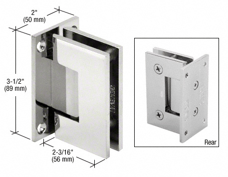CRL Polished Chrome Geneva 037 Series Wall Mount Full Back Plate Standard Hinge