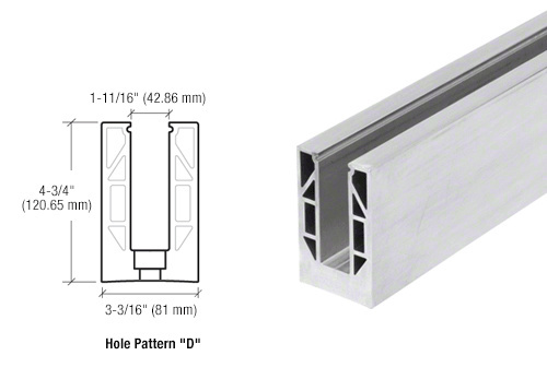 CRL Mill Aluminum 9BL Series Standard Square Base Shoe - Drilled With 13/16" Holes in Pattern "D" 118-1/8" Length