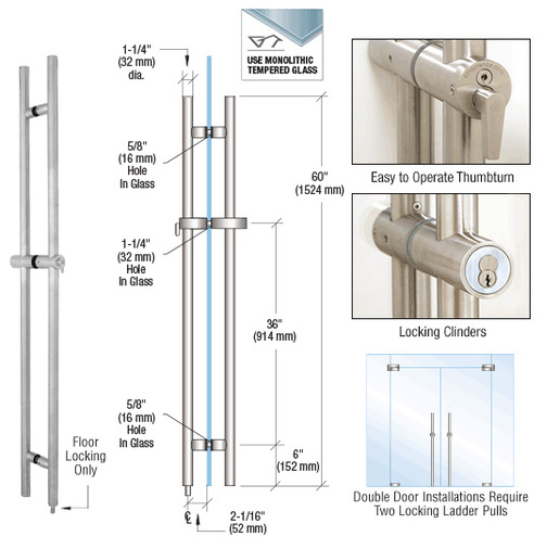 CRL Brushed Stainless 60" Locking Ladder Pull