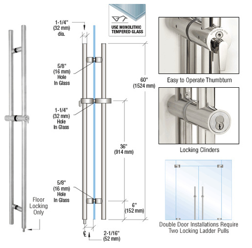 CRL Polished Stainless 60" Locking Ladder Pull