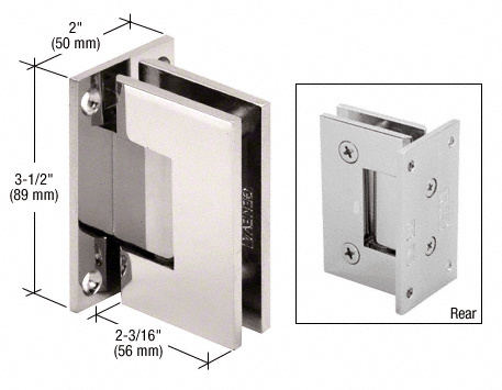 CRL Polished Nickel Geneva 037 Series Wall Mount Full Back Plate Standard Hinge