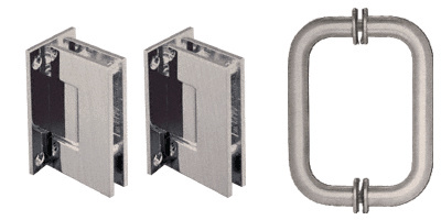 CRL Brushed Nickel Geneva Shower Pull and Hinge Set