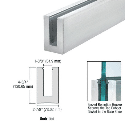 CRL Mill Aluminum 10' L56S Series Standard Square Base Shoe Undrilled for 9/16" Laminated Tempered Glass