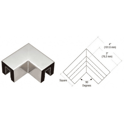 CRL Polished Stainless 90 Degree Crisp Corner Square Cap Horizontal Corners