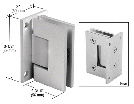 CRL Satin Chrome Geneva 037 Series Wall Mount Full Back Plate Standard Hinge