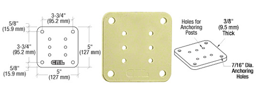 CRL Pre-Treated Aluminum 5" x 5" Square Base Plate