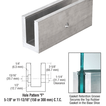 CRL Mill Aluminum L21S Series Standard Square Base Shoe Drilled with 13/16" Fascia Holes Pattern "F" 118-1/8" Length